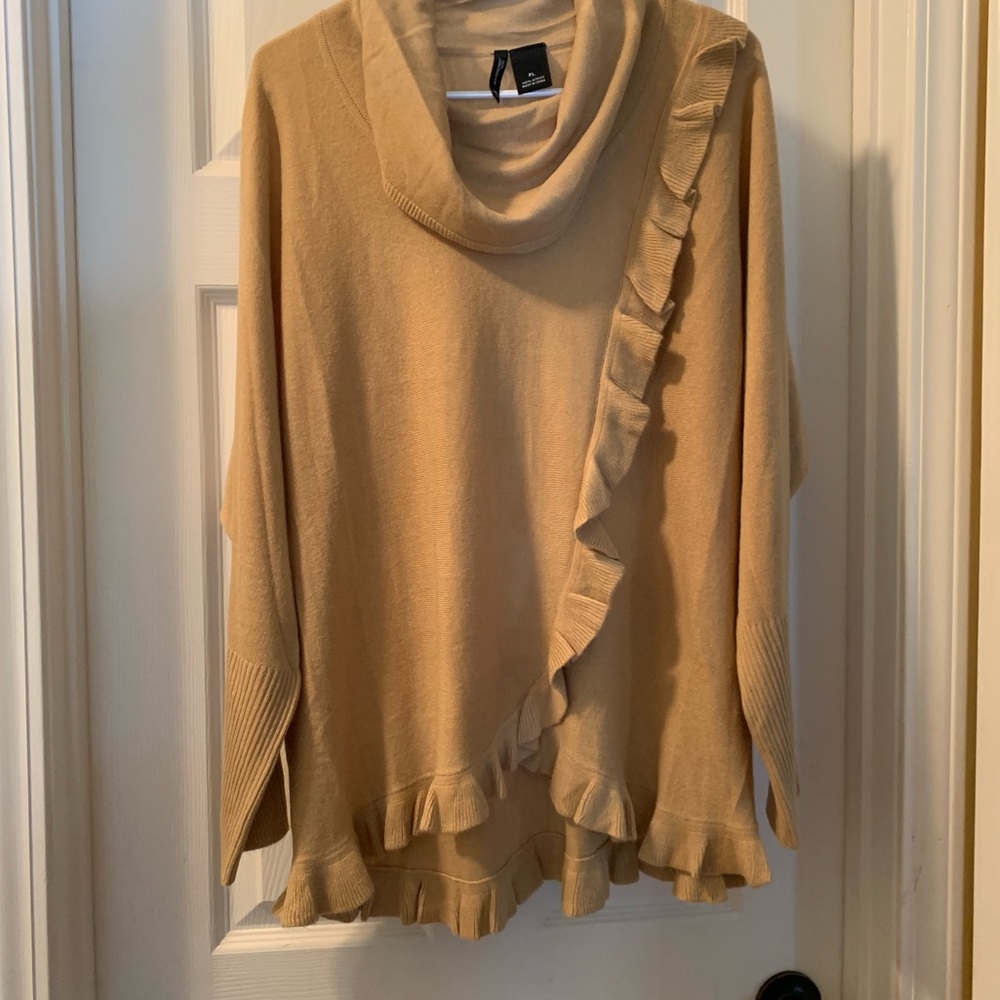 Tan Ruffle Sweater (Loose Fit) Petite Large